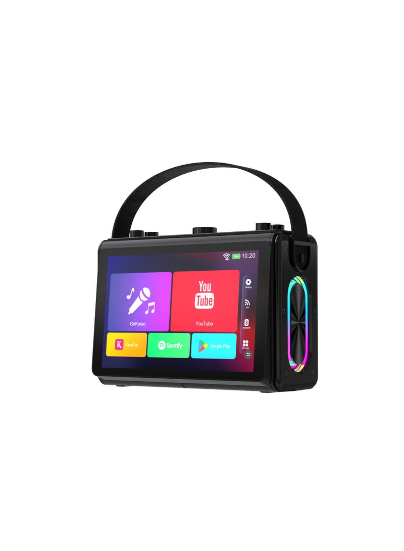 TOPI TP-S9 Portable Karaoke Machine with 10.1″ HD Touchscreen, Android OS, Bluetooth 5.3, Dual Wireless Microphones & RGB LED Lights - Image 3